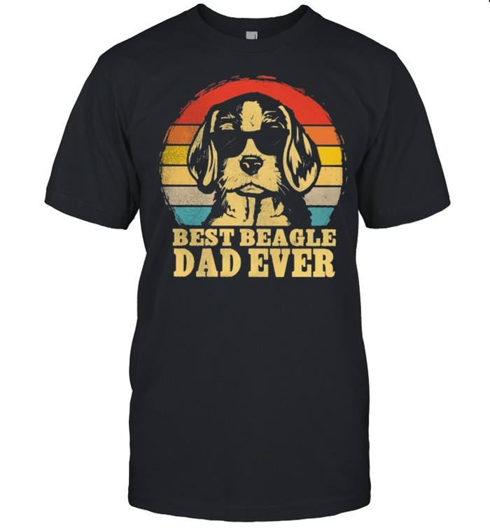 Best beagle dad ever sunset retro shirt Classic Men's T-shirt