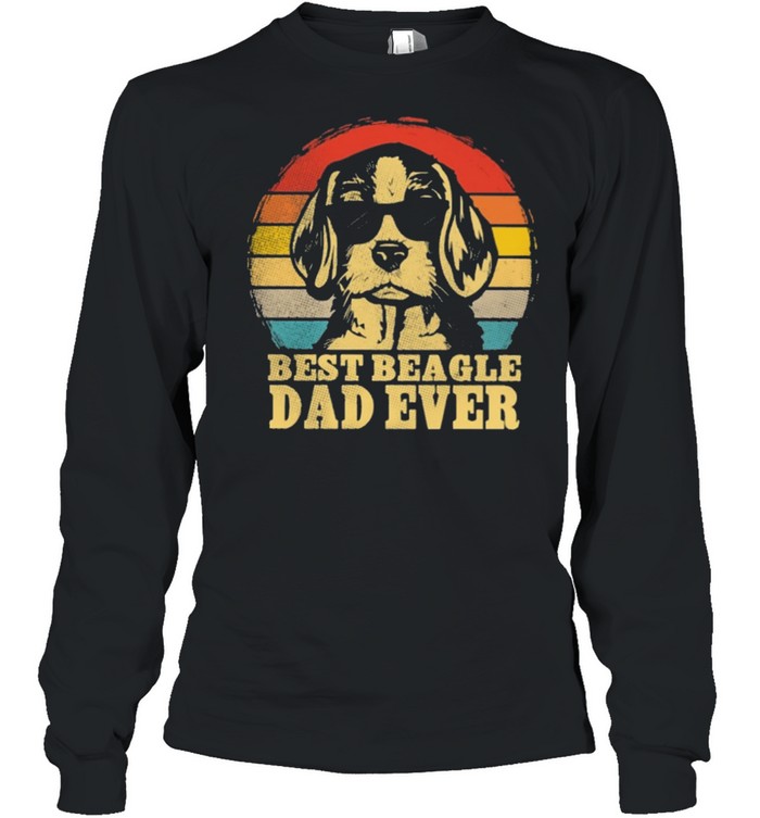 Best beagle dad ever sunset retro shirt Long Sleeved T-shirt