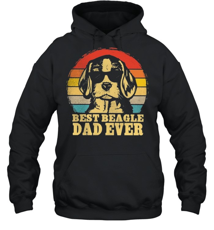 Best beagle dad ever sunset retro shirt Unisex Hoodie