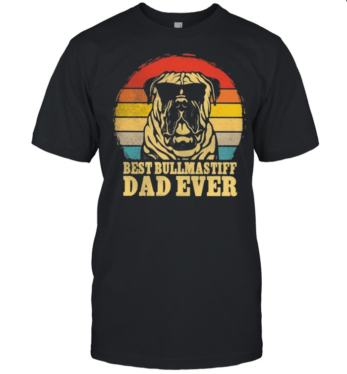 Best Bullmastiff dad ever sunset retro shirt