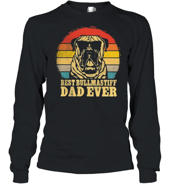 Best Bullmastiff dad ever sunset retro shirt Long Sleeved T-shirt