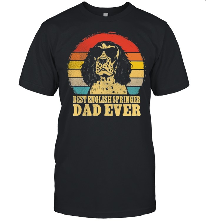 Best English springer dad ever sunset retro shirt