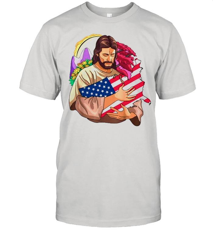 Jesus Christ hug America Map shirt