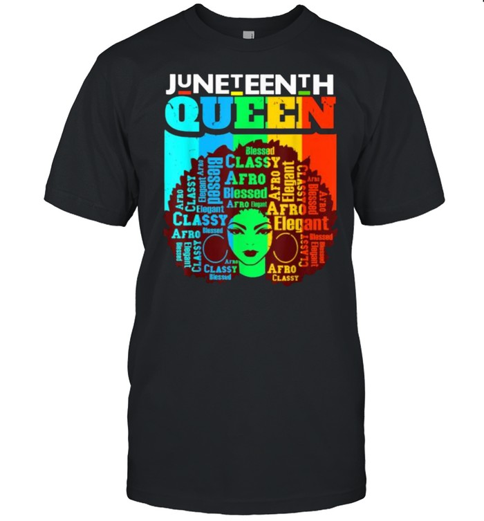 Juneteenth Queen Afro Melanin Black Girl Magic Women Girls T-Shirt