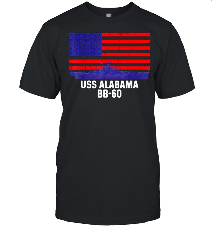 USS Alabama BB-60 Battleship Vintage American Flag Shirt