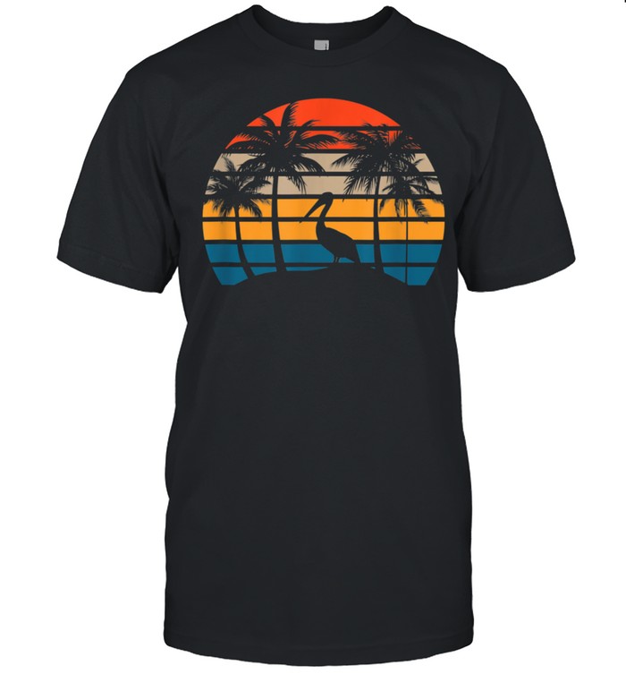 Retro Sunset Pelican Vintage Beach Bird with Palm Trees shirt