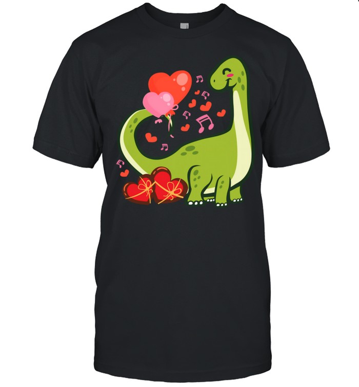 Valentines Day Love Heart Cute Brontosaurus Dinosaur shirt