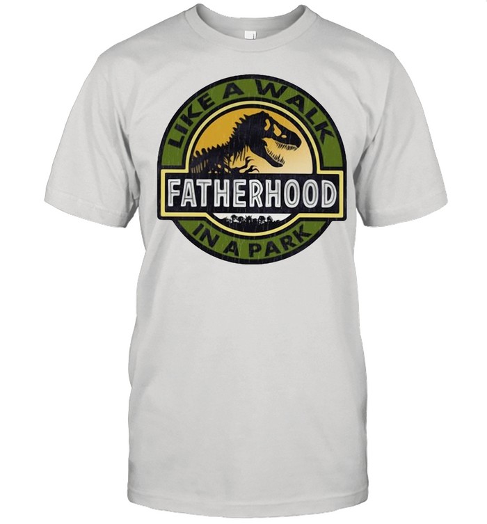 Dinosaur like a walk fatherhood in a park shirt