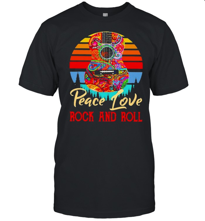 Guitar peace love rock and roll vintage shirt