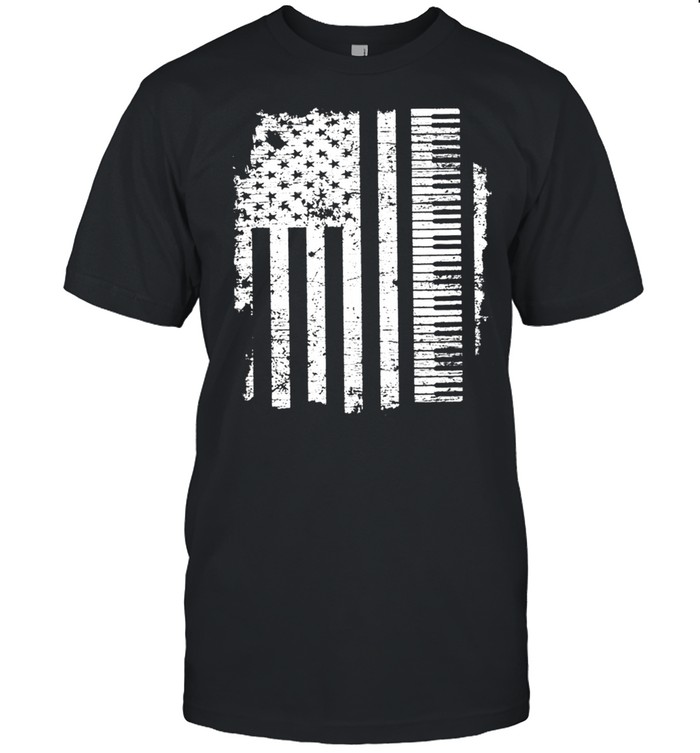 Piano Key Keyboard With American Flag shirt