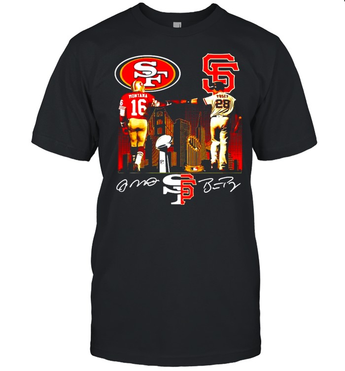 San Francisco 49ers Joe Montana and San Francisco Giants Buster Posey signature shirt