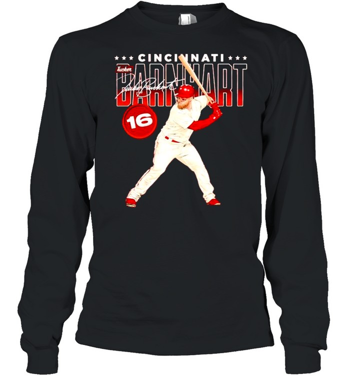 Cincinnati Baseball 16 Tucker Barnhart Swing signature shirt Long Sleeved T-shirt
