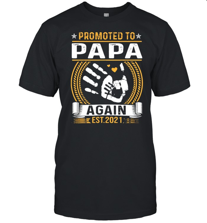 Promoted To Papa Again Est 2021 Hand shirt