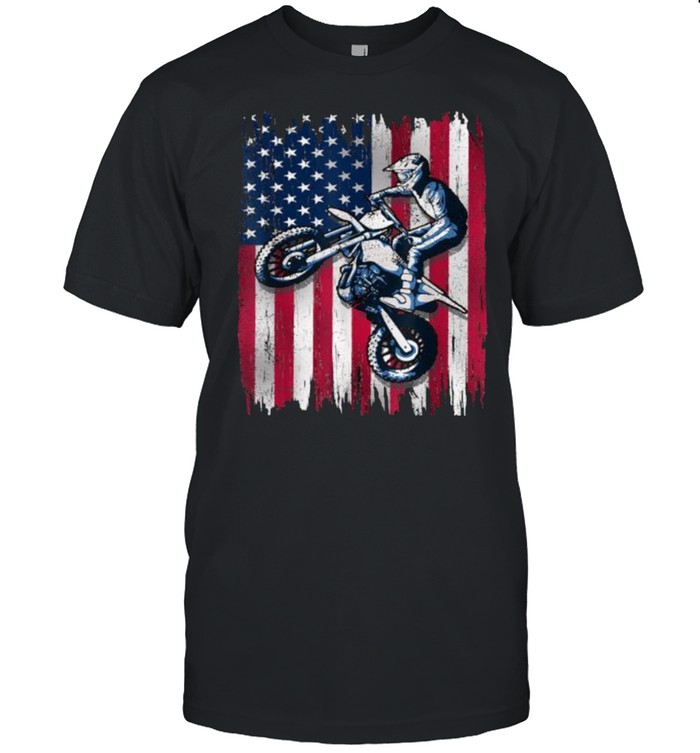 Dirt Bike American Flag Motocross Biker Gift 4th of July Shirt