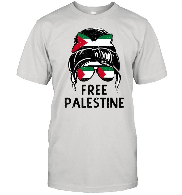 Free palestine flag save gaza strip and messy hair bun shirt