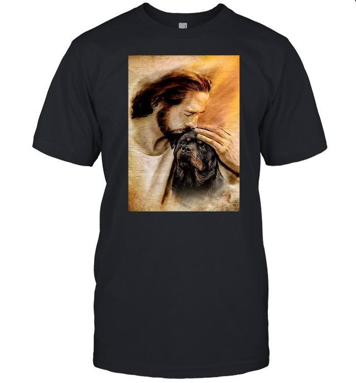 Jesus With Lovely Rottweiler For Rottweiler Lover Shirt