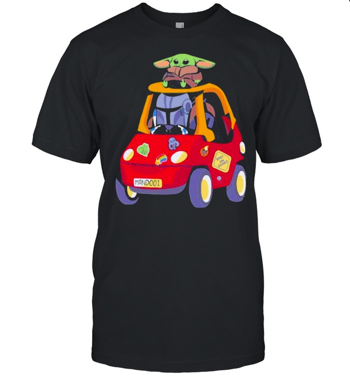 Baby on board the mandalorian driving car yoda shirt