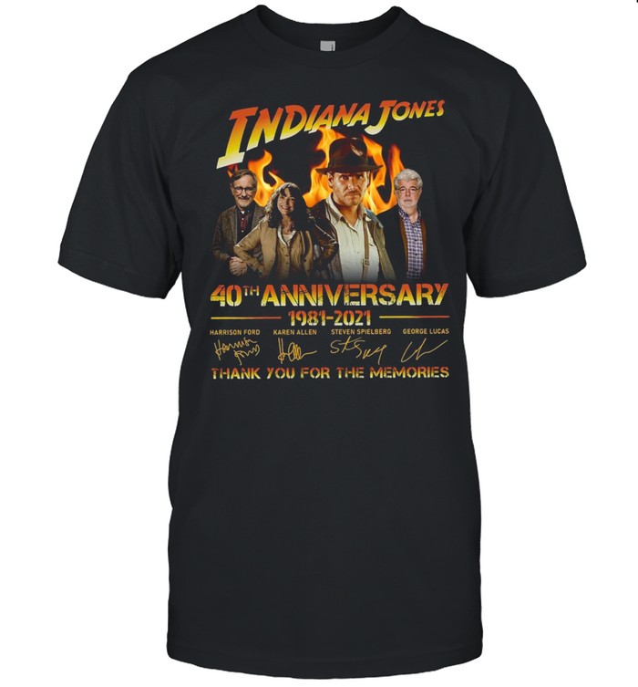 Indiana Jones 40th Anniversary 1981-2021 Signatures Thank You For The Memories Shirt