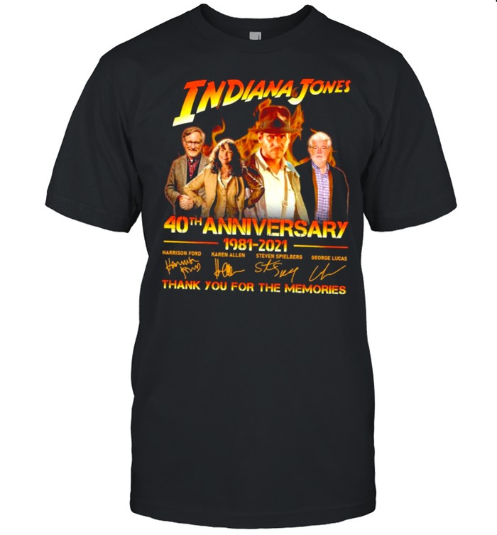 Indiana jones 40th anniversary 1981 2021 thank you for the memories shirt