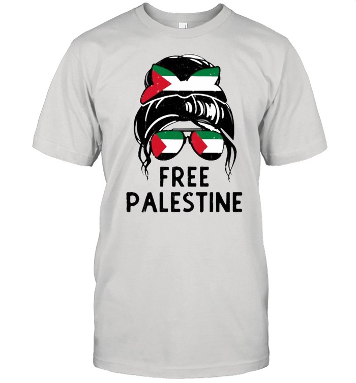 Free Palestine Flag Save Gaza Strip End Messy Hair Bun Shirt