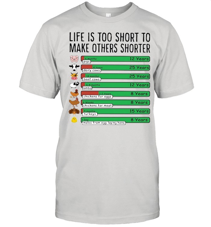 Life Is Too Short To Make Others Shorter Pigs Cows Lambs Chickens Turkeys Males Shirt