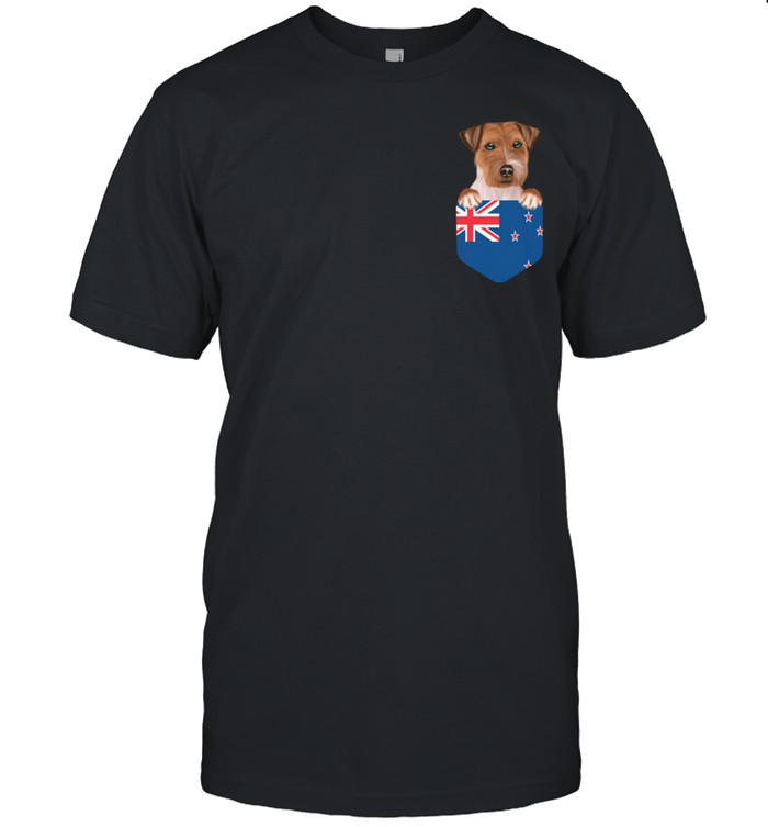 New Zealand Flag Russell Terrier Dog In Pocket shirt