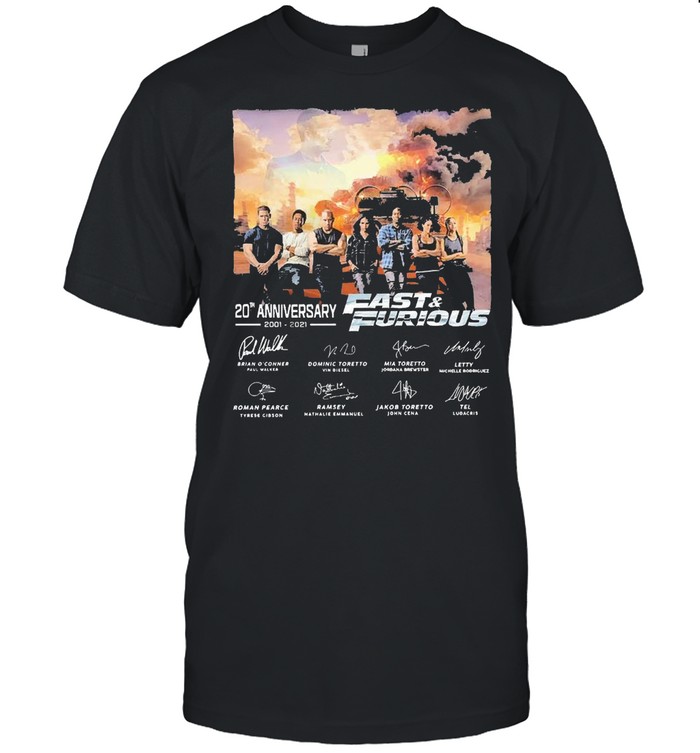 20th Anniversary 2001 2021 Fast And Furious Signature Shirt