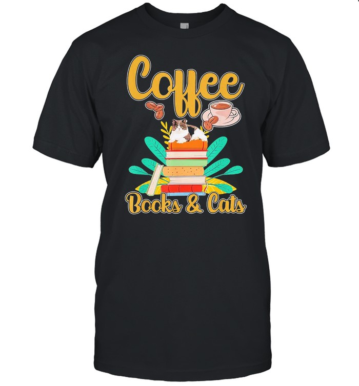 Bookworm Librarian Kitty Lovers Coffee Cats And Bo T-shirt