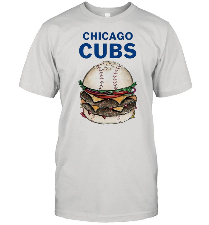 Chicago Cubs burger baseball shirt