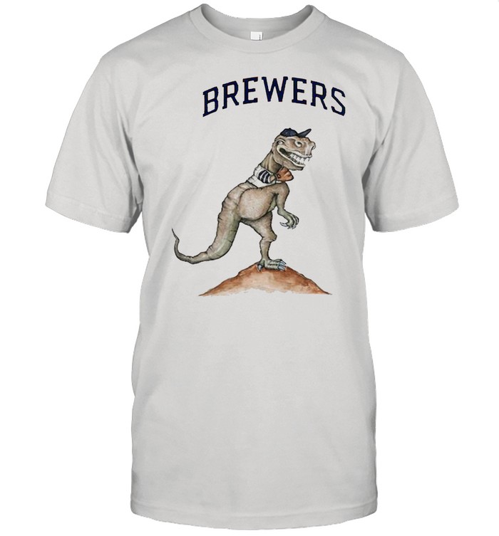 Milwaukee Brewers T-Rex throw a baseball shirt