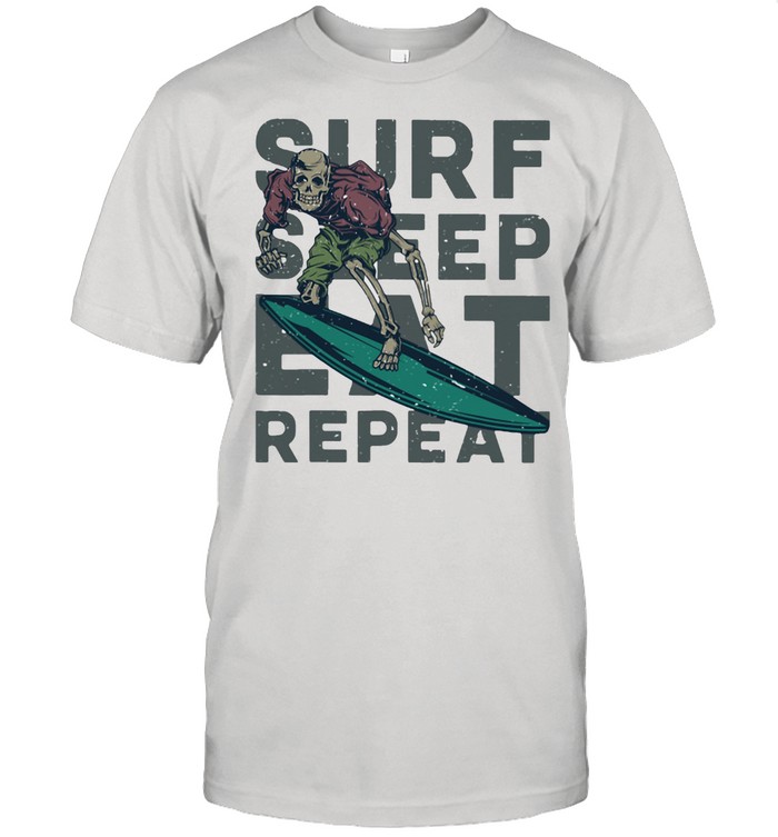 Surf Sleep Eat Repeat Skull Surfing Shirt