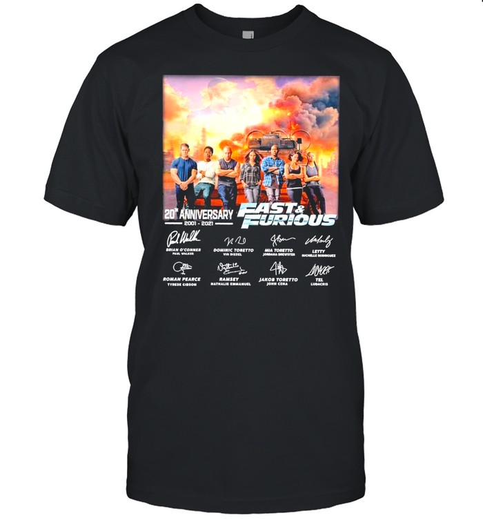 Paul Walker Of Fast And Furious 20th Anniversary 2001 2021 Signatures shirt