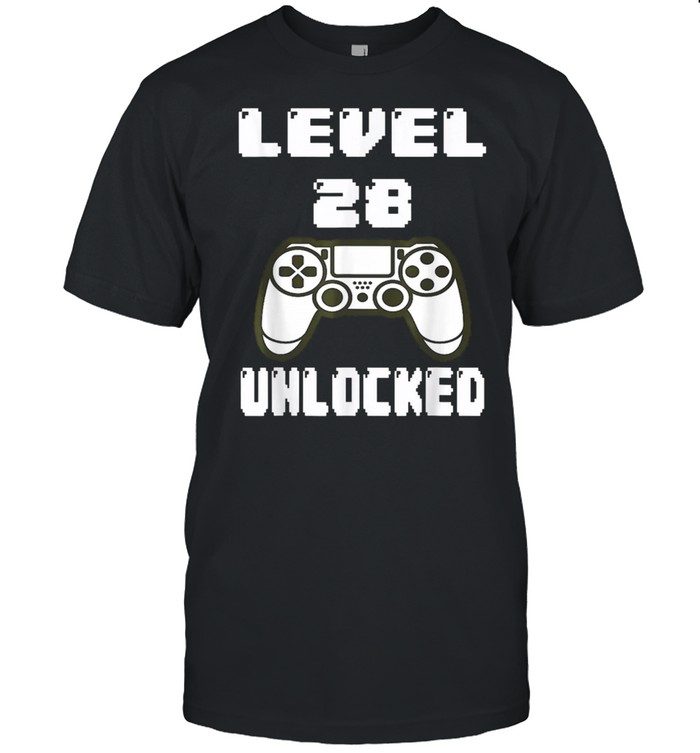28 Geburtstag Geschenk Level 28 unlocked  Video Gamer shirt Classic Men's T-shirt