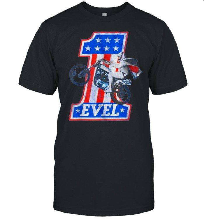 Evel Motorcycle American Flag One Number T-Shirt