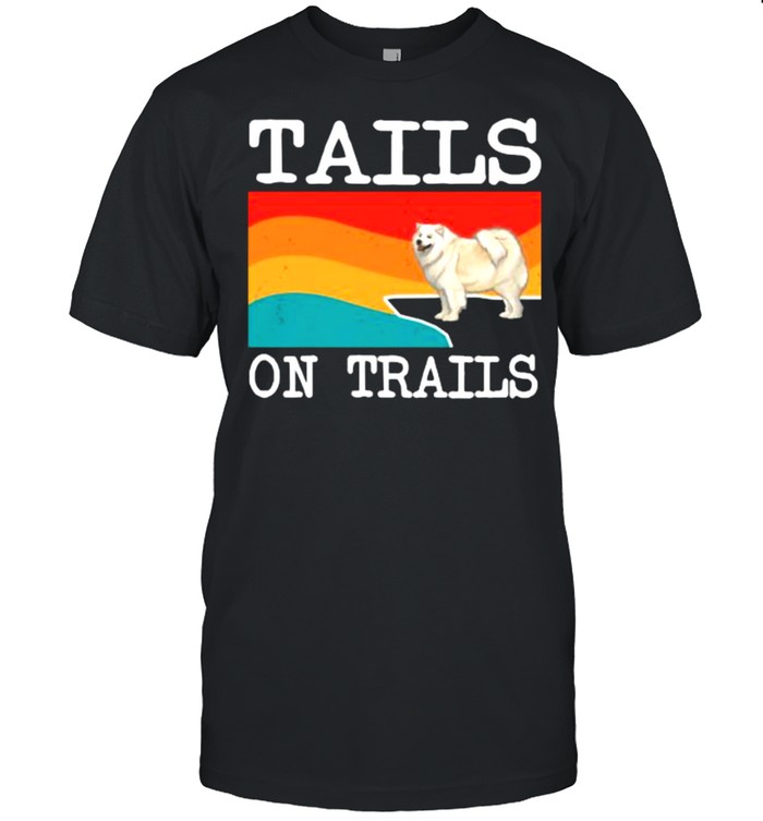 Tails On Trails Samoyed Dog Funny Hiking Long Sleeve T-Shirt