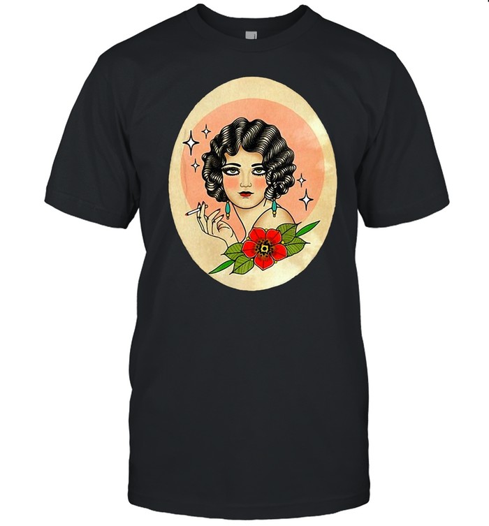 American Traditional Tattoo Lady Head Vintage T-shirt