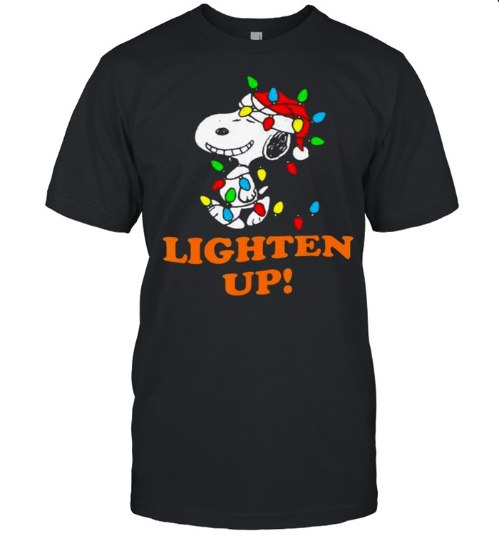 Lighten up snoopy wear hat santa clause merry christmas shirt