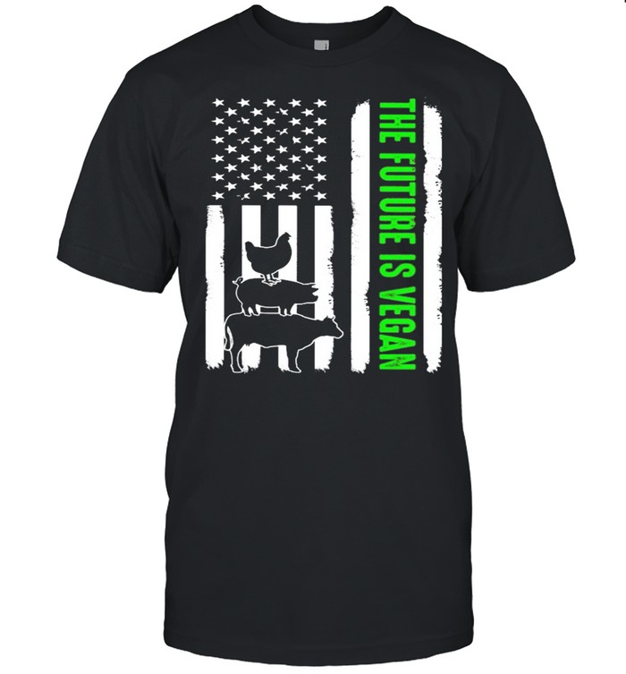 The future is vegan American flag shirt