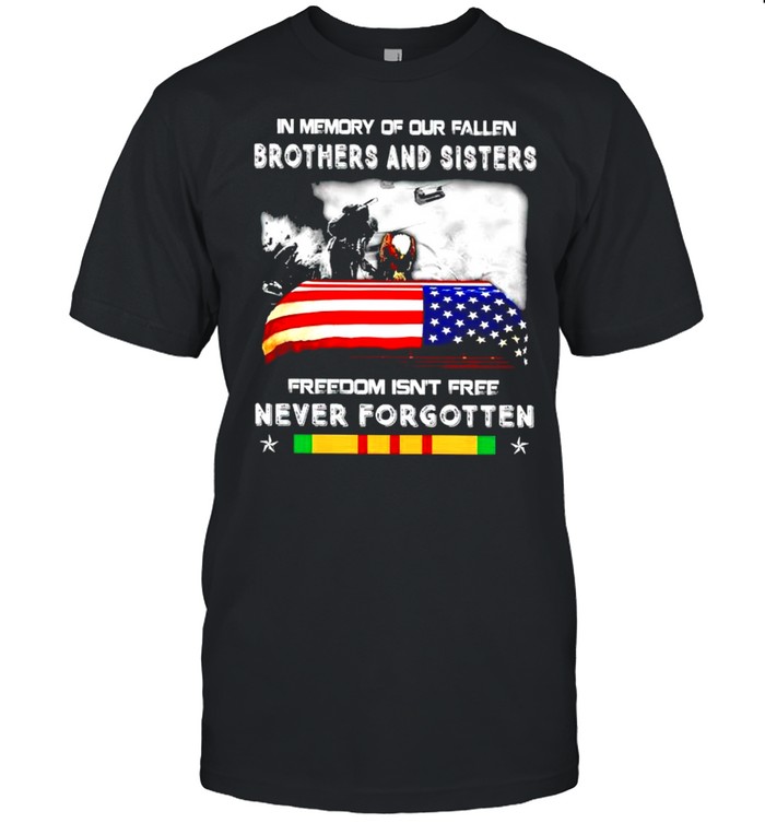 Veteran in memory of our fallen brothers and sisters freedom isn’t free never forgotten shirt