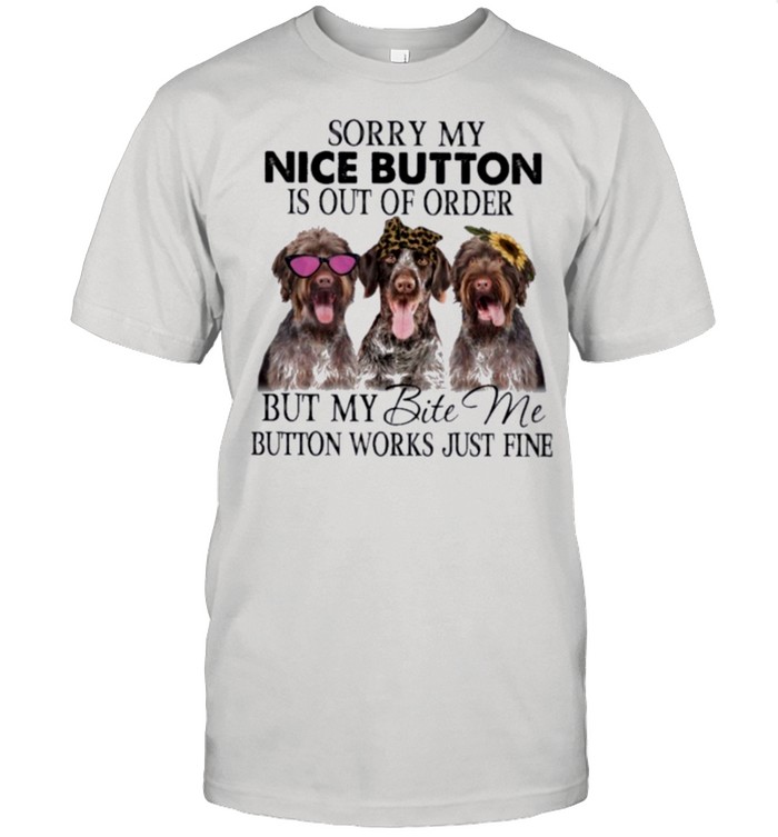 German wirehaired pointer bite me button dog lover shirt