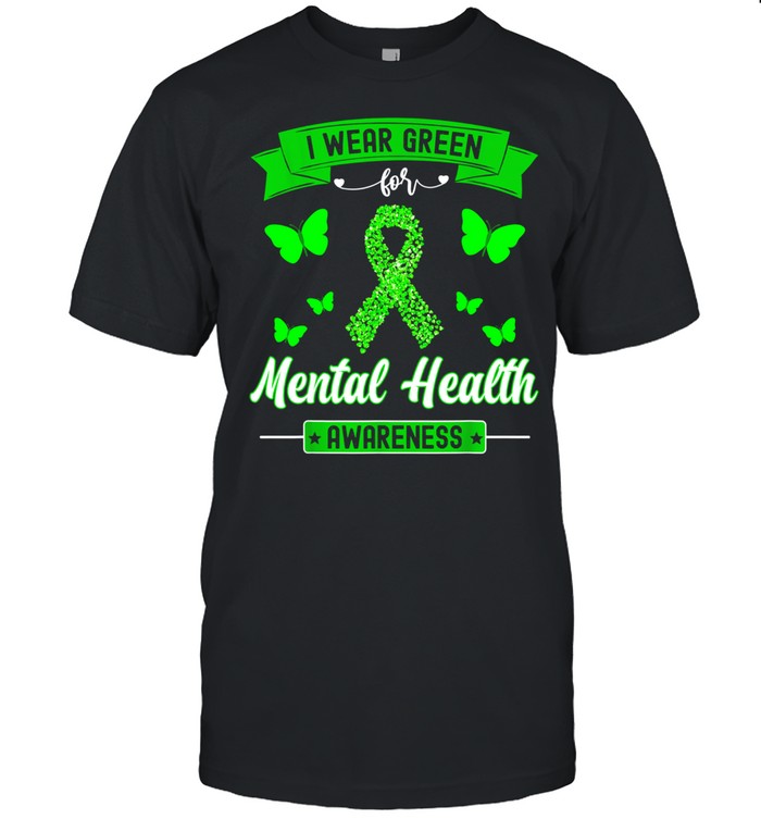 I Wear Greental Health Awareness Ribbon Butterfly shirt