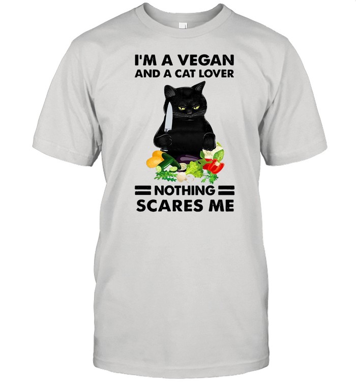 I’m A Vegan And A Cat Lover Nothing Scares Me Black Cat T-shirt Classic Men's T-shirt