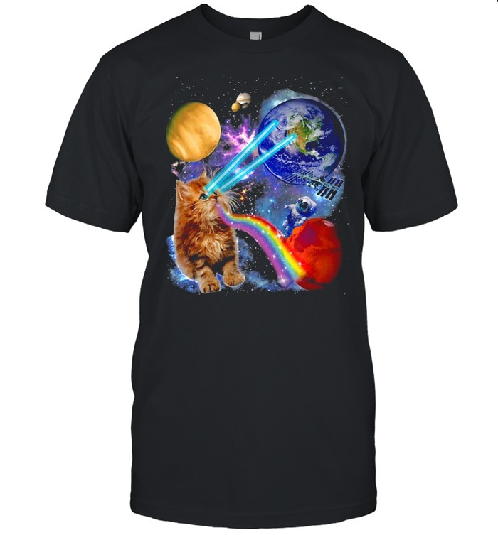 Laser Cat Cute Space Cat Kitten Laser Eyes T-shirt