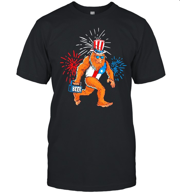 Bigfoot Uncle Sam Beer 4th Of July shirt