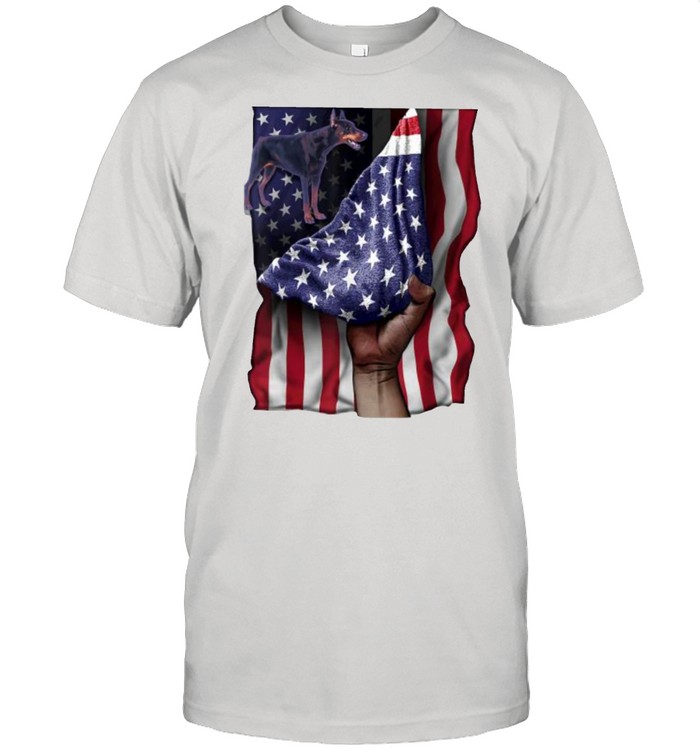 Day Of Independence US Flag Doberman T-Shirt