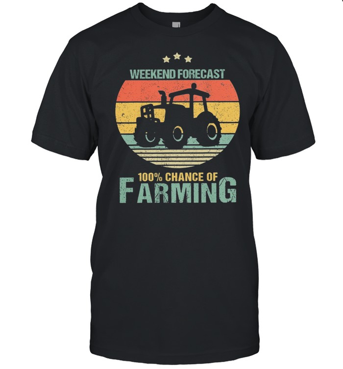 Weekend Forecast 100% Chance Of Farming Vintage Retro shirt Classic Men's T-shirt