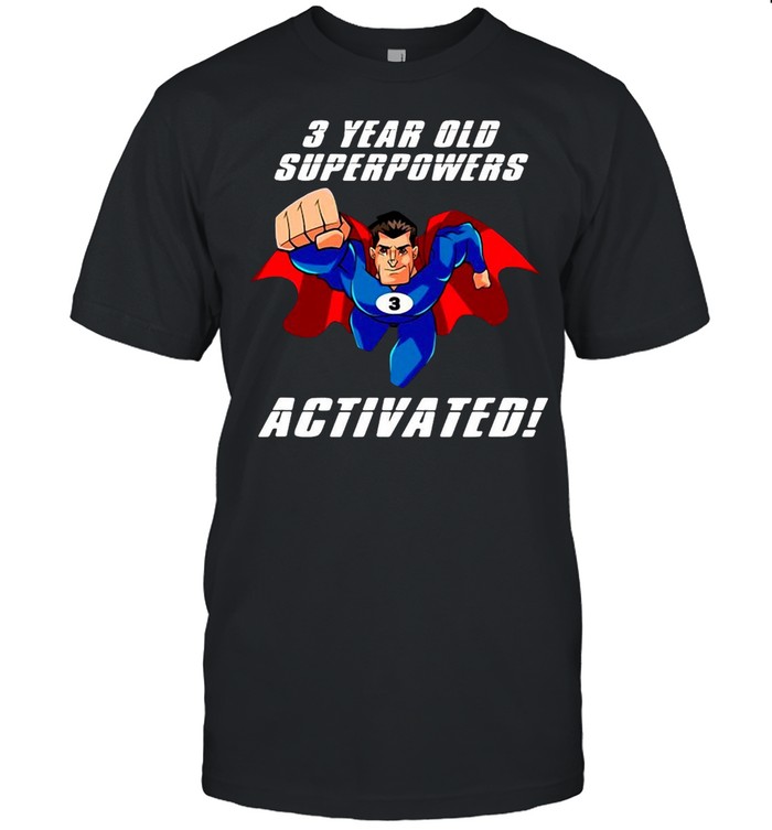 Superhero Comic Birthday 3 Years Old Superpowers Activated T-shirt