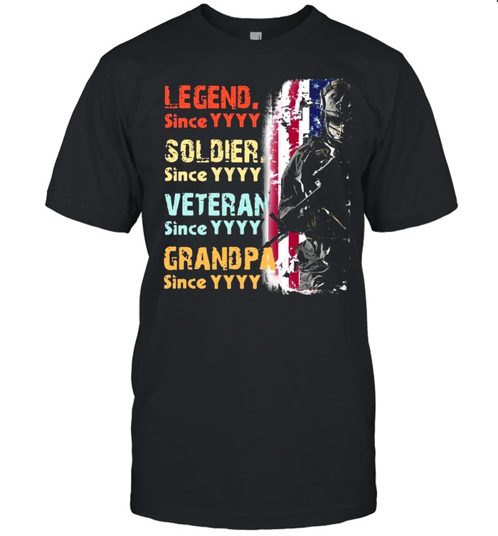 Veteran Legend Since Soldier Since Grandpa Since American Flag T-shirt