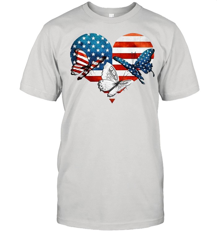 Butterflies US Flag Heart T-shirt