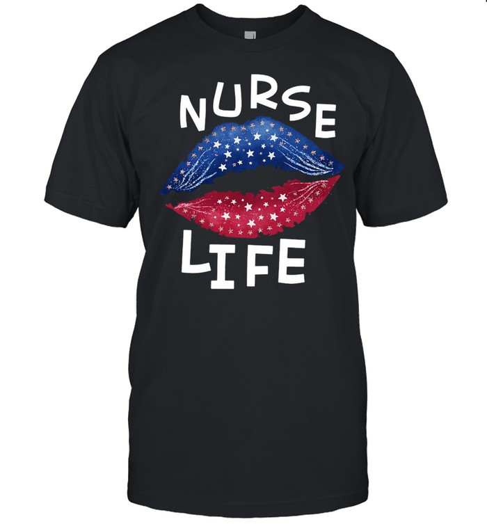 Nurse Life American Flag Lips T-shirt
